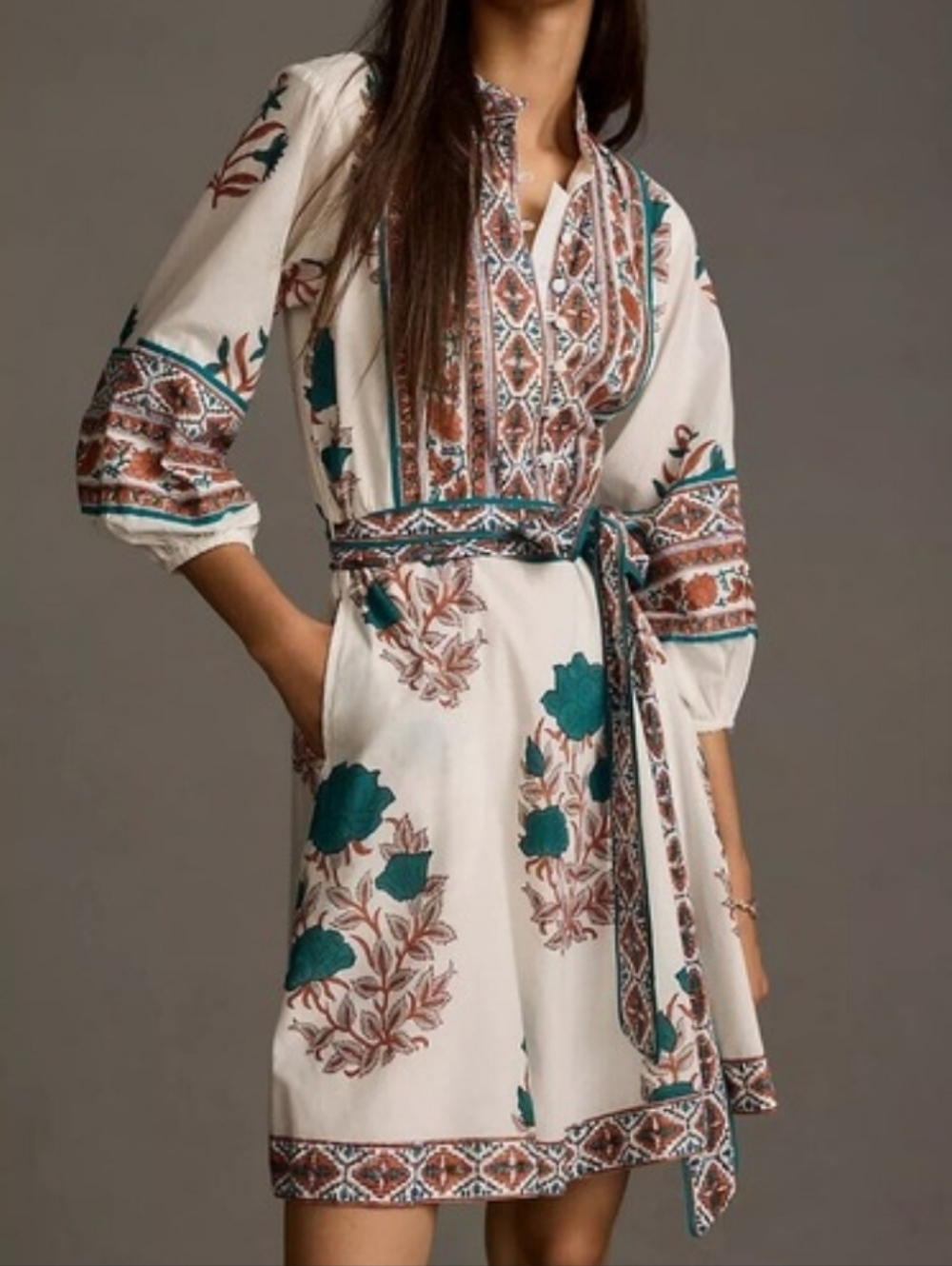 Sue Sartor Flounce Shorty Dress Medium NWOT Blue Marigold